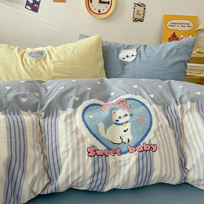 91家纺网 家纺一手货源 找家纺 卡迪熊家纺 2025新款水洗棉毛巾绣可爱猫咪系列 猫咪宝贝