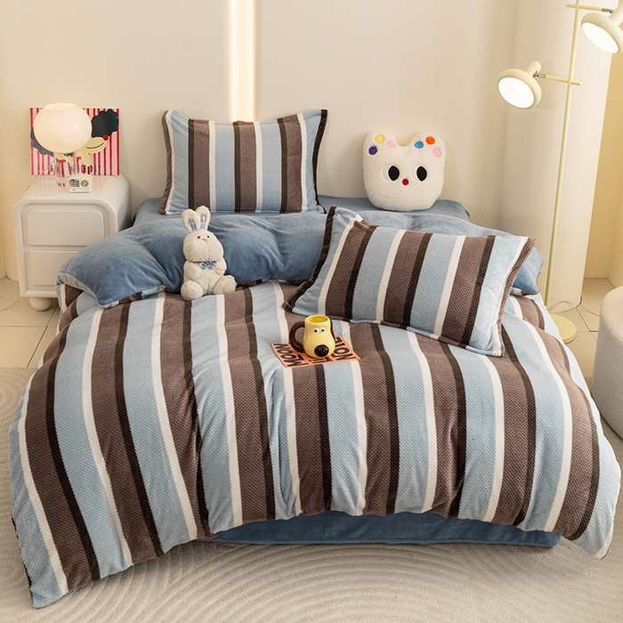 倾慕家纺 2026新款立体菠萝格印花保暖单被套 自由蓝