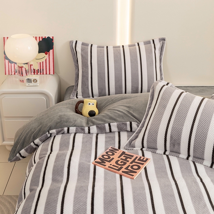 91家纺网 家纺一手货源 找家纺 倾慕家纺 2026新款立体菠萝格印花保暖四件套 挪威灰