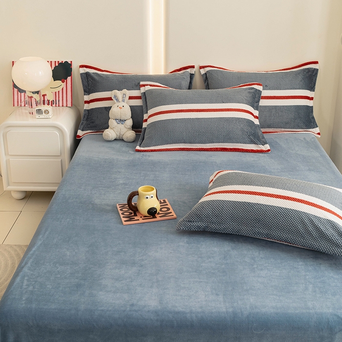 91家纺网 家纺一手货源 找家纺 倾慕家纺 2026新款立体菠萝格印花保暖四件套 英伦横条