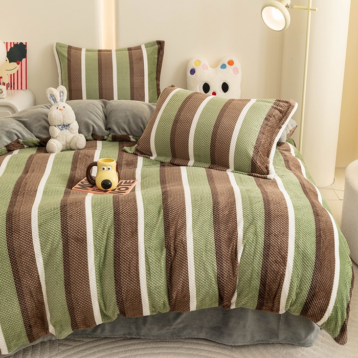 91家纺网 家纺一手货源 找家纺 倾慕家纺 2026新款立体菠萝格印花保暖四件套 自由绿