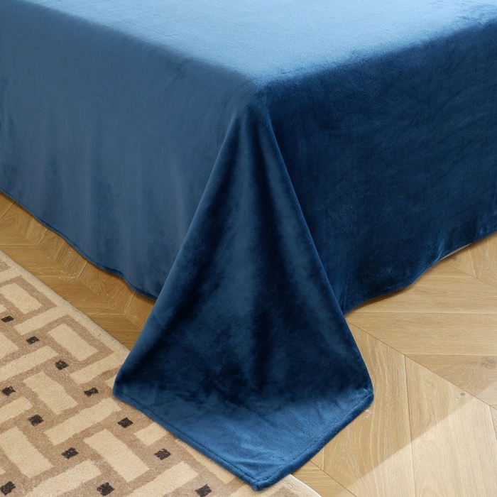 91家纺网 家纺一手货源 找家纺 啊雅家居 2026新款寒冬克星双面绒牛奶绒简约四件套 简藏青