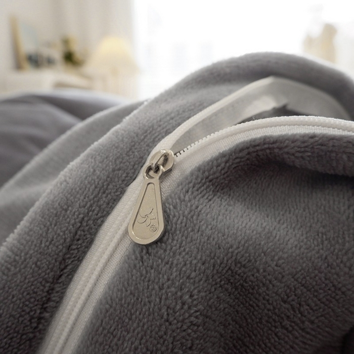 91家纺网 家纺一手货源 找家纺 啊雅家居 2026新款寒冬克星双面绒牛奶绒简约四件套 简灰