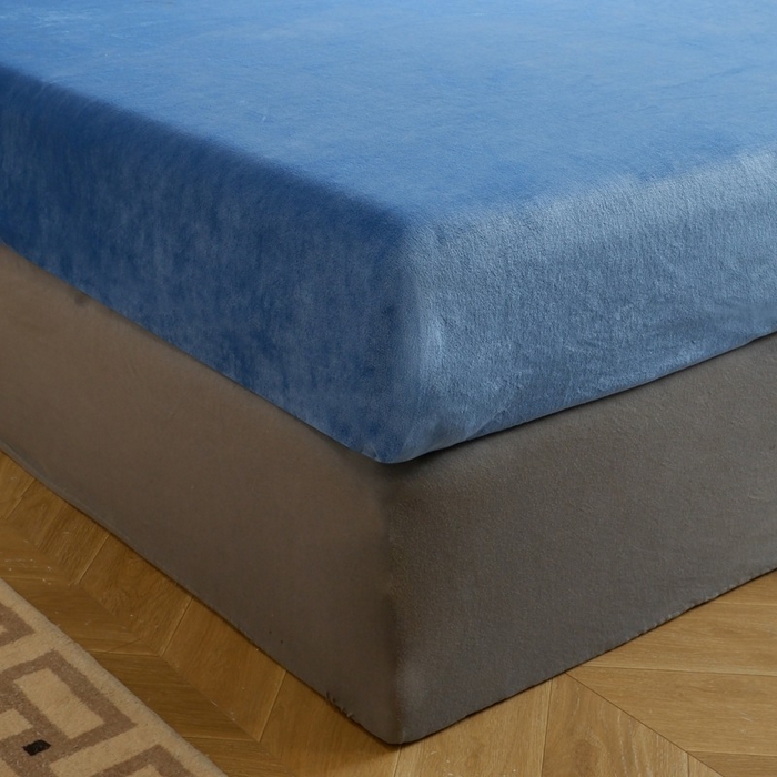 91家纺网 家纺一手货源 找家纺 啊雅家居 2026新款寒冬克星双面绒牛奶绒简约四件套 简蓝