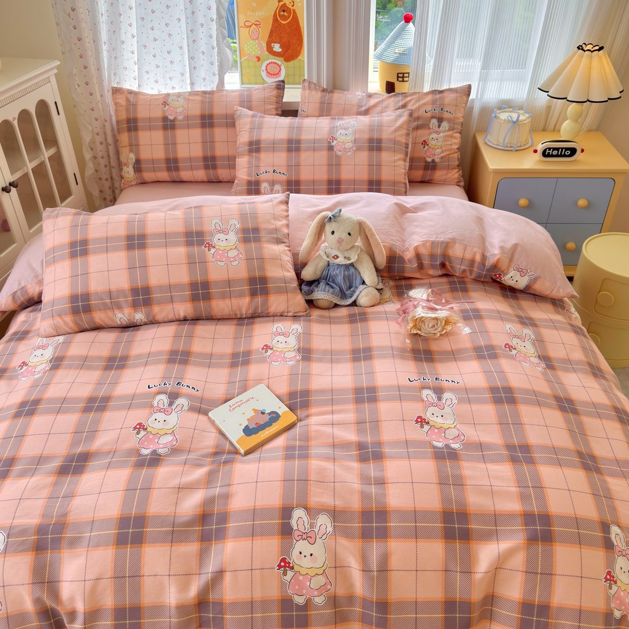 91家纺网 家纺一手货源 找家纺 清雅福 2026春夏新品全棉13070萌趣系列单枕套 芮贝塔-粉格