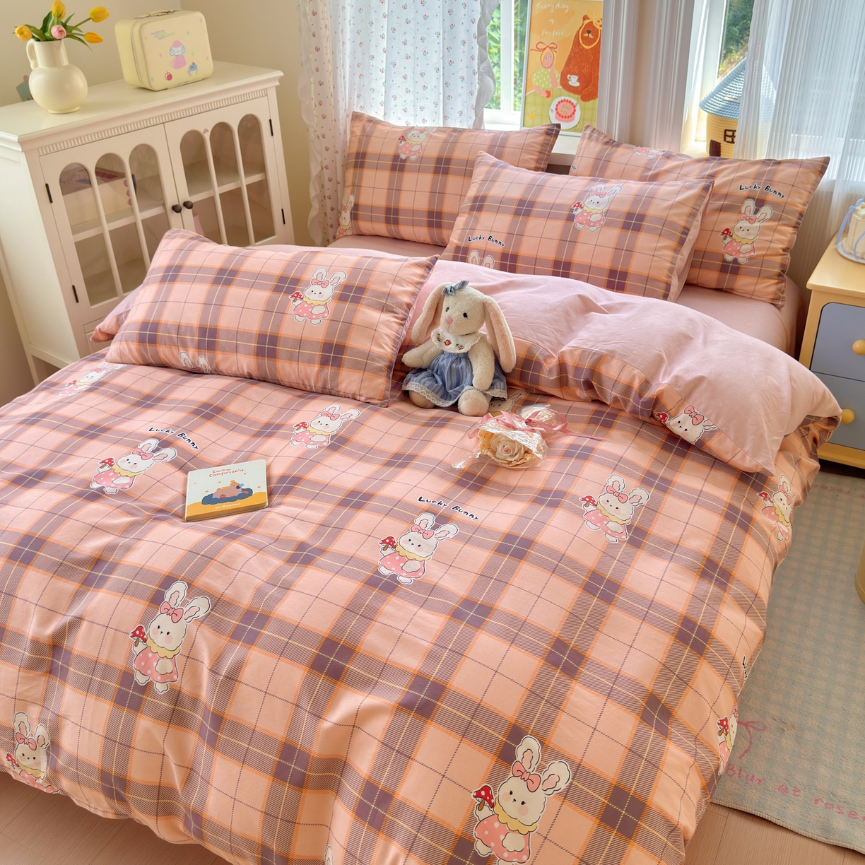 91家纺网 家纺一手货源 找家纺 清雅福 2026春夏新品全棉13070萌趣系列单枕套 芮贝塔-粉格