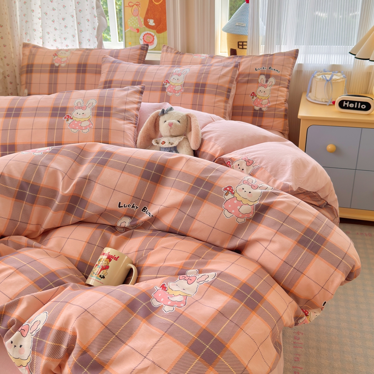 91家纺网 家纺一手货源 找家纺 清雅福 2026春夏新品全棉13070萌趣系列单枕套 芮贝塔-粉格