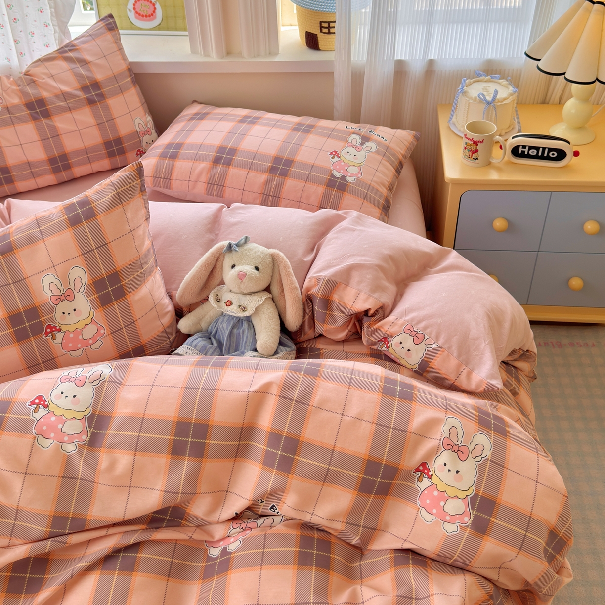 91家纺网 家纺一手货源 找家纺 清雅福 2026春夏新品全棉13070萌趣系列单枕套 芮贝塔-粉格