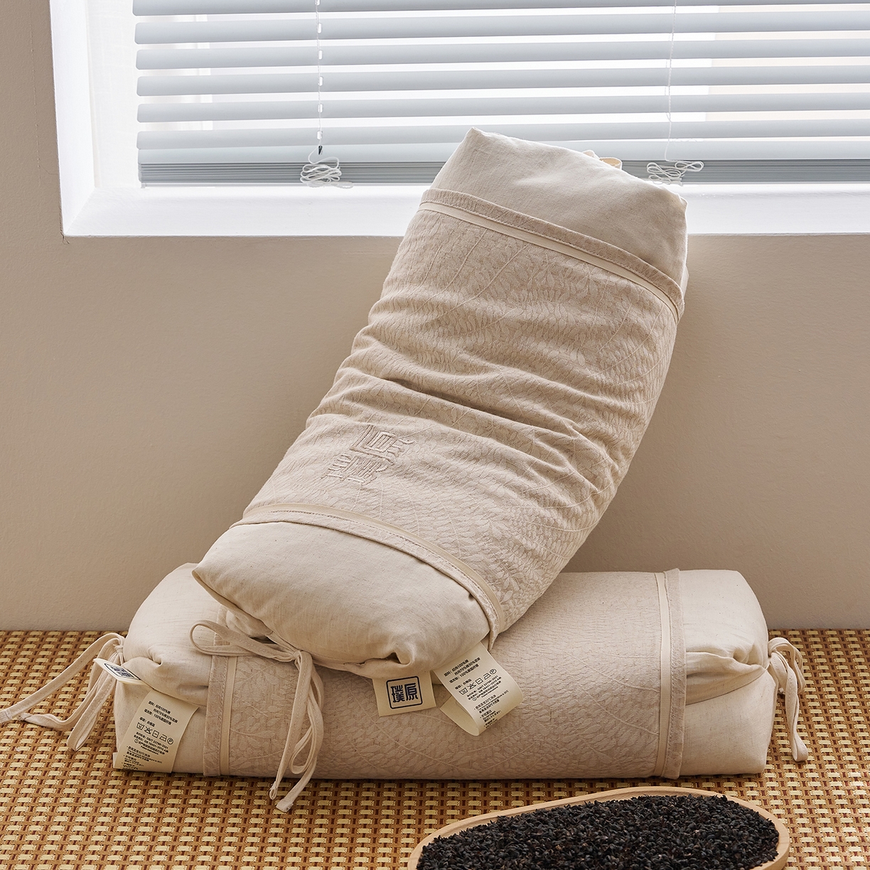 91家纺网 家纺一手货源 找家纺 （总）乐可 2025新款棉麻黑苦荞璞原糖果枕荞麦枕头枕芯