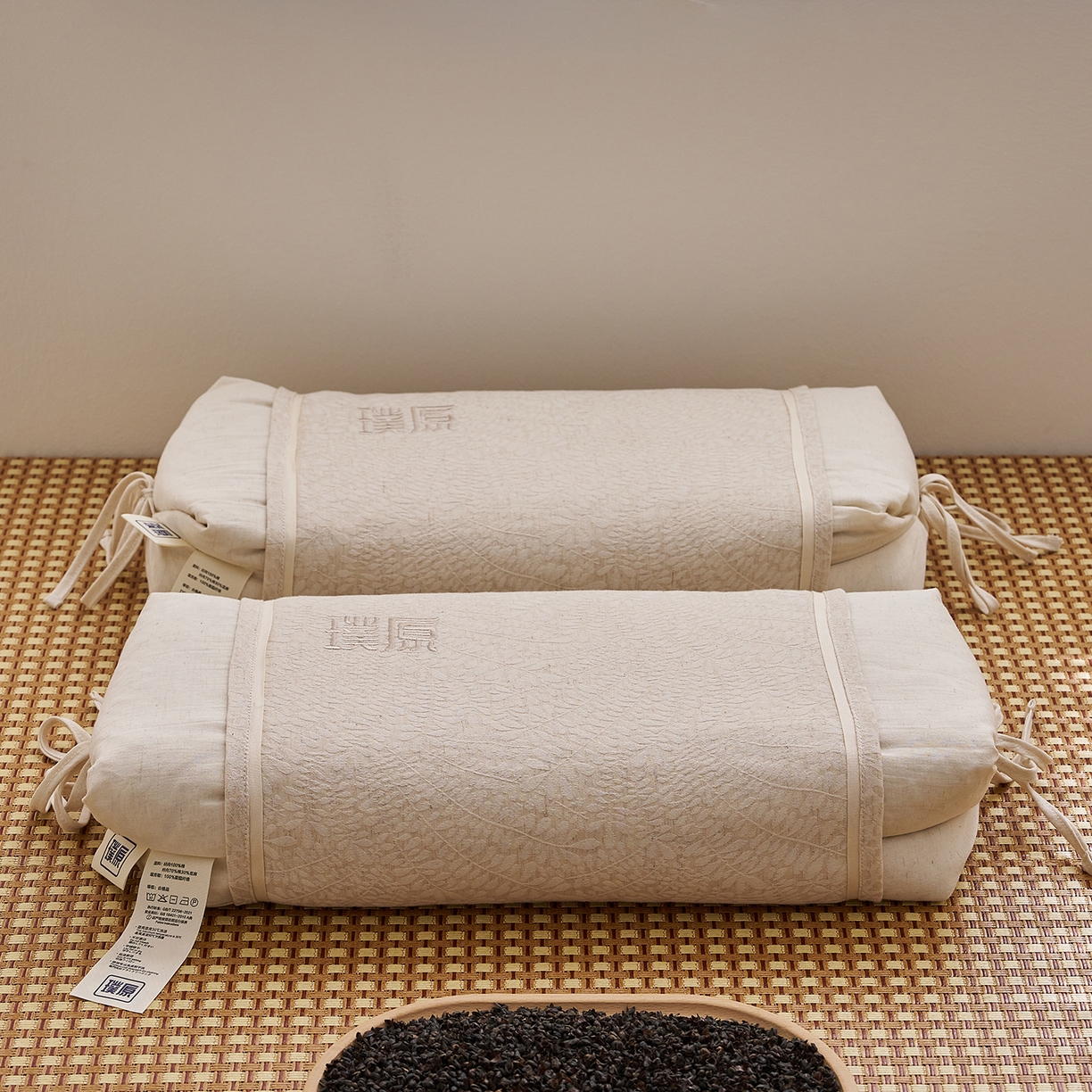 91家纺网 家纺一手货源 找家纺 （总）乐可 2025新款棉麻黑苦荞璞原糖果枕荞麦枕头枕芯