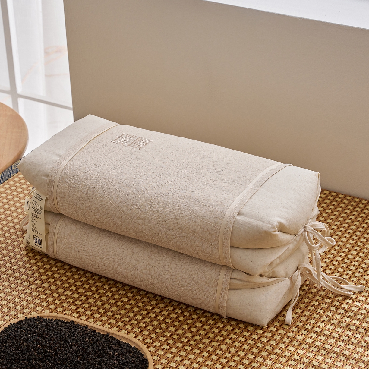 91家纺网 家纺一手货源 找家纺 （总）乐可 2025新款棉麻黑苦荞璞原糖果枕荞麦枕头枕芯