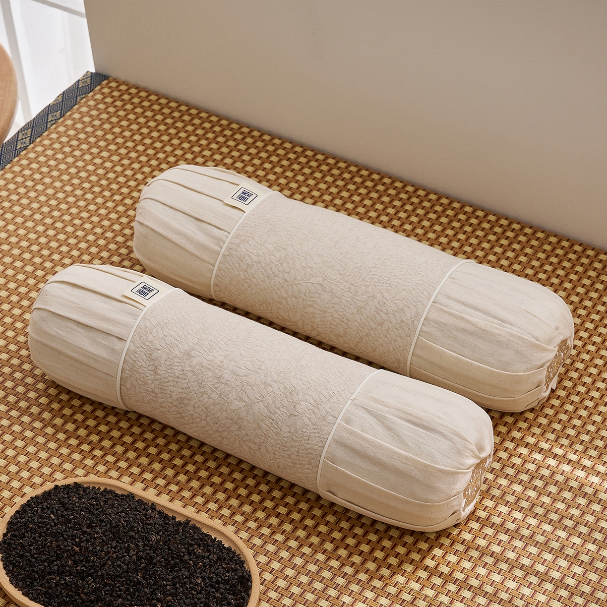 （总）乐可 2025新款棉麻黑苦荞璞原圆柱枕荞麦枕头枕芯