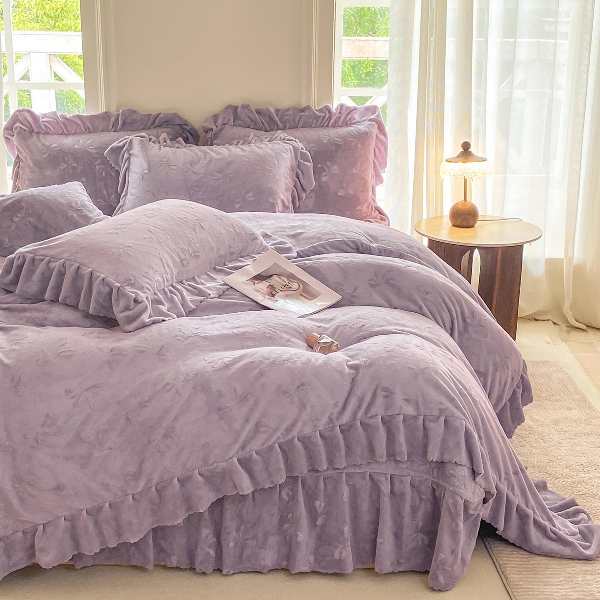 91家纺网 家纺一手货源 找家纺 （总）慕希家纺 2025新款高克重牛奶绒夹棉床盖四件套