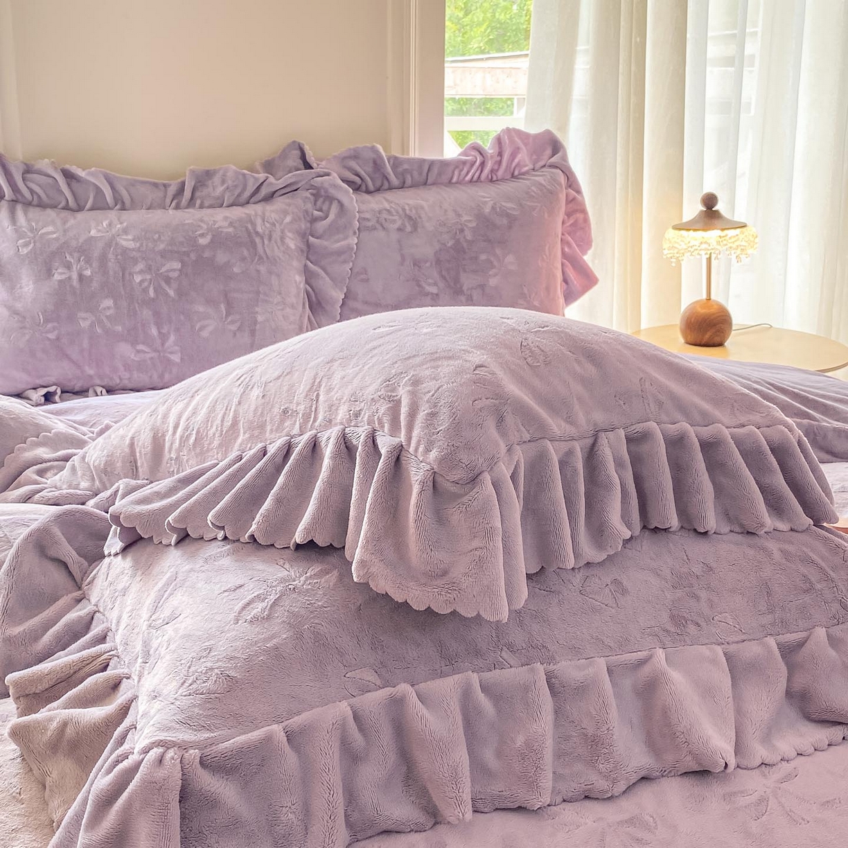 91家纺网 家纺一手货源 找家纺 （总）慕希家纺 2025新款高克重牛奶绒夹棉床盖四件套