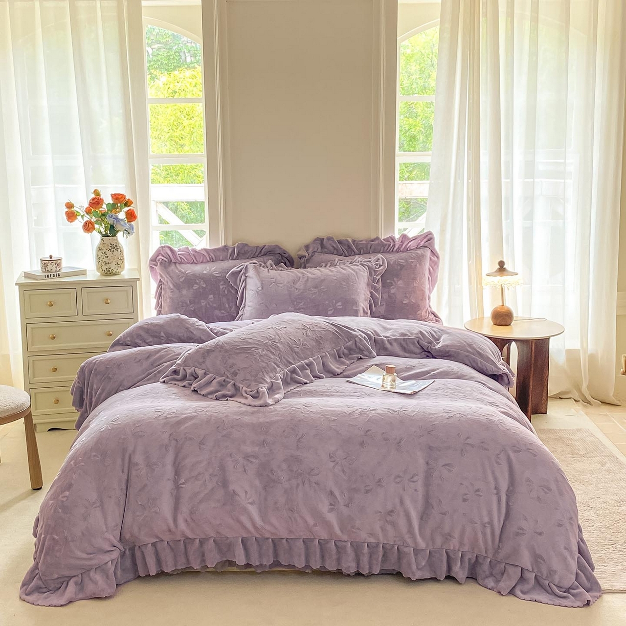 91家纺网 家纺一手货源 找家纺 （总）慕希家纺 2025新款高克重牛奶绒夹棉床盖四件套