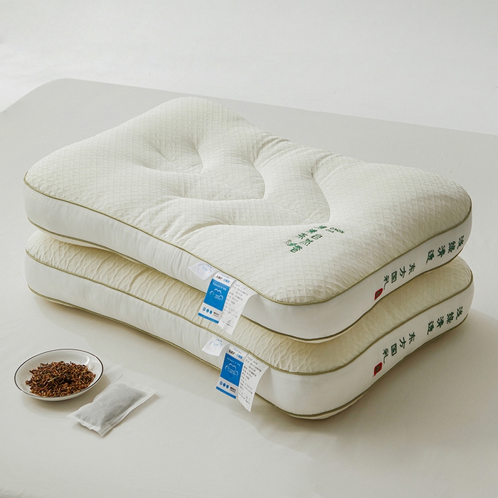 91家纺网 家纺一手货源 找家纺 （总）昕科 2025新款植萃清香茶叶枕-全棉绣花枕头茶叶包直播爆款枕芯