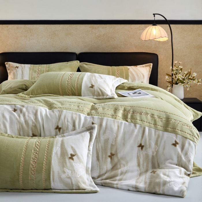 91家纺网 家纺一手货源 找家纺 （总）七里香 2025秋冬新品A类加厚高克重原麻复古风亚麻皱皱纱印花四件套