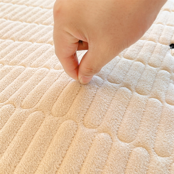 91家纺网 家纺一手货源 找家纺 喜居 2025新款宝宝牛奶绒刺绣床垫班尼狗系列 班尼狗-咖