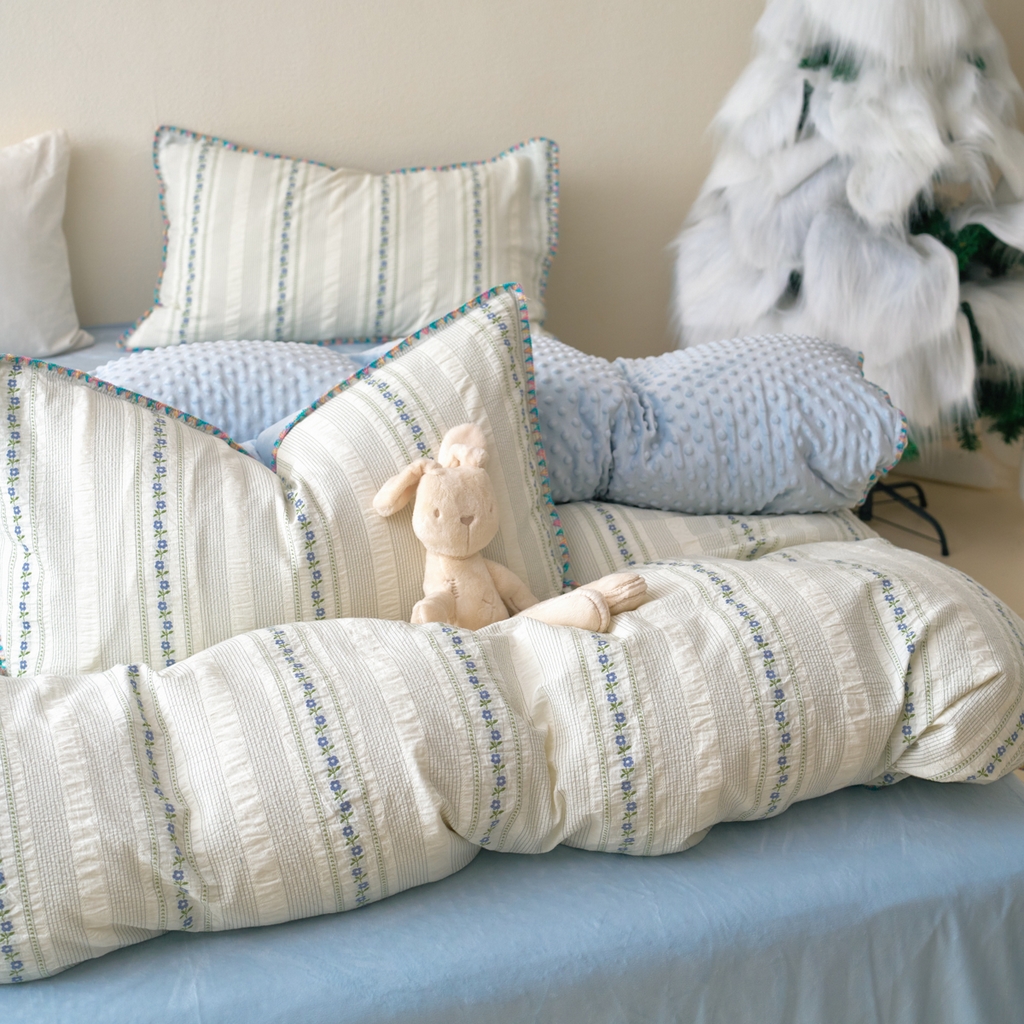 91家纺网 家纺一手货源 找家纺 （总）洋铭区（原狠狠爱） 2025秋冬新款水洗棉色织提花+豆豆绒四件套