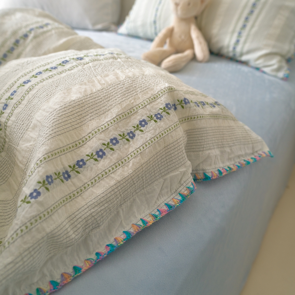 91家纺网 家纺一手货源 找家纺 （总）洋铭区（原狠狠爱） 2025秋冬新款水洗棉色织提花+豆豆绒四件套