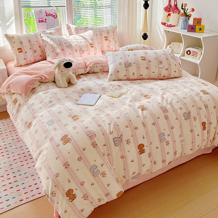 91家纺网 家纺一手货源 找家纺 （总）西引力 2025新款亲肤舒适加厚牛奶绒印花四件套