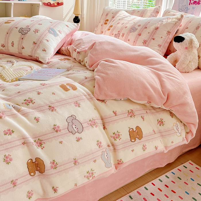 91家纺网 家纺一手货源 找家纺 （总）西引力 2025新款亲肤舒适加厚牛奶绒印花四件套