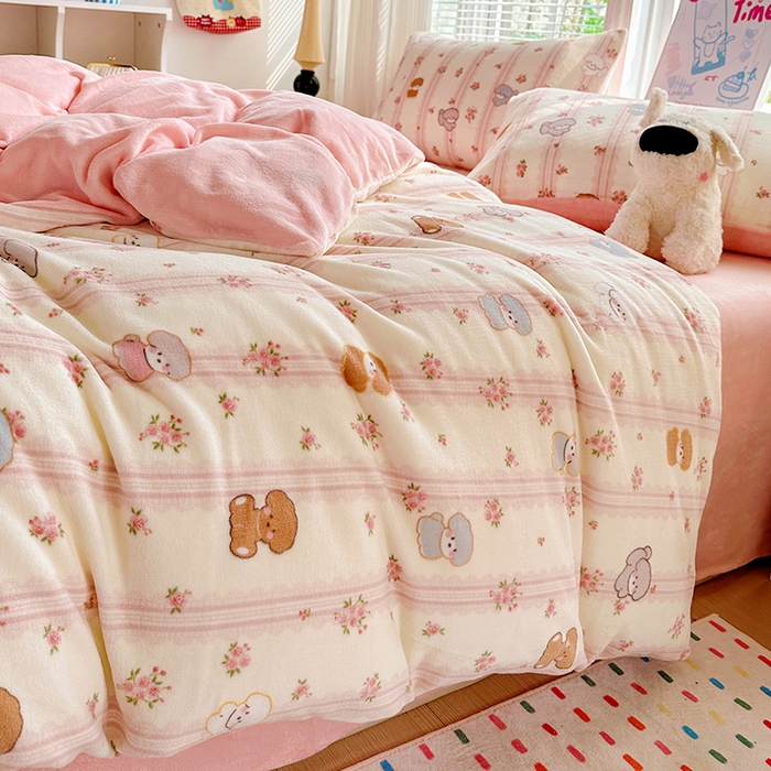 91家纺网 家纺一手货源 找家纺 （总）西引力 2025新款亲肤舒适加厚牛奶绒印花四件套