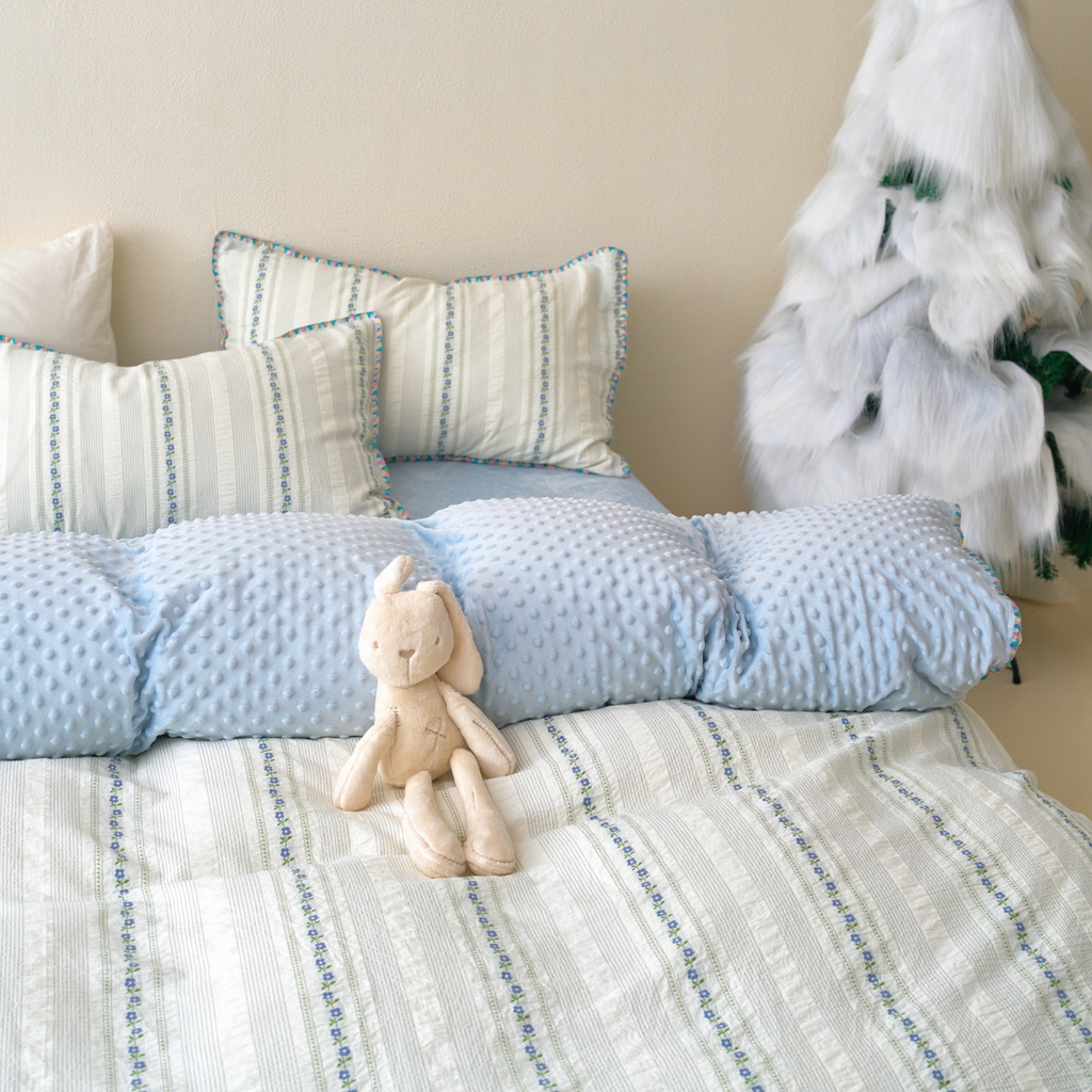 91家纺网 家纺一手货源 找家纺 （总）洋铭区（原狠狠爱） 2025秋冬新款水洗棉色织提花+豆豆绒四件套