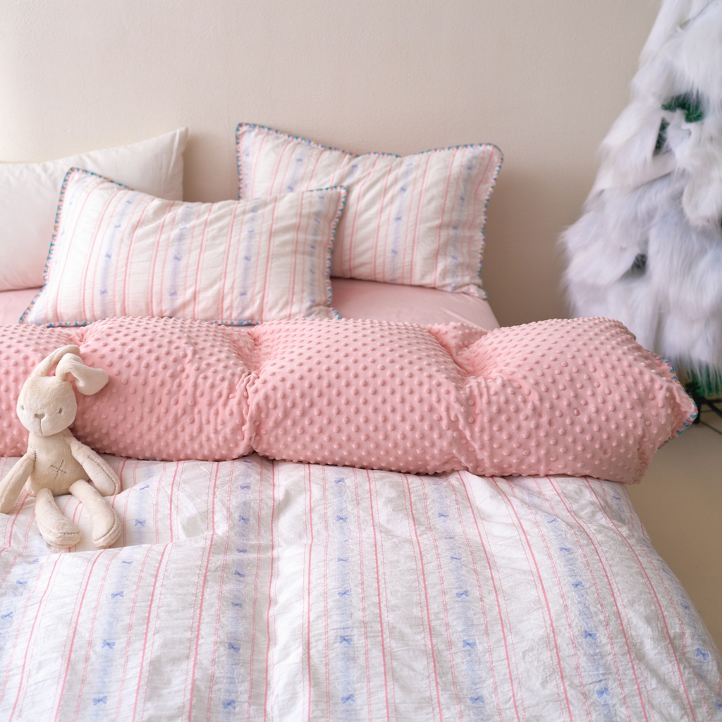 91家纺网 家纺一手货源 找家纺 （总）洋铭区（原狠狠爱） 2025秋冬新款水洗棉色织提花+豆豆绒四件套