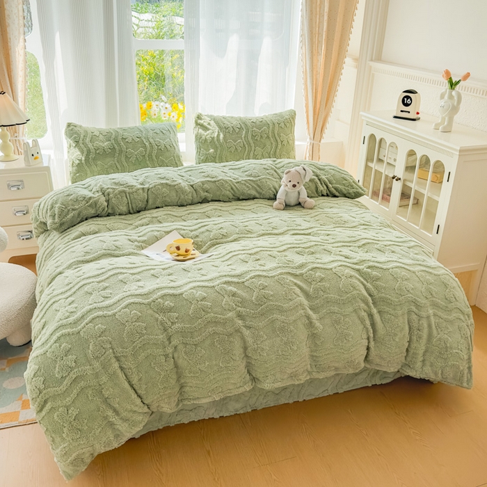 91家纺网 家纺一手货源 找家纺 老K (原美阁） 2025新款塔芙绒四件套单被套系列 绿色