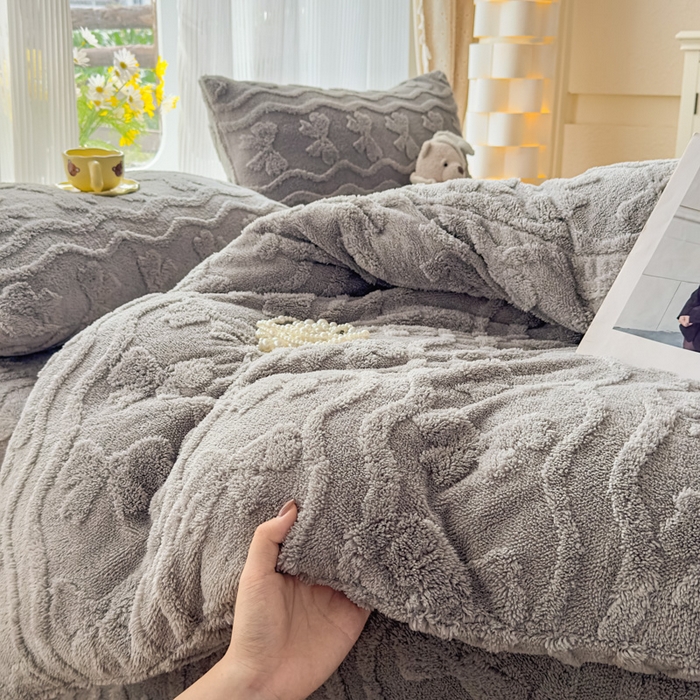 91家纺网 家纺一手货源 找家纺 老K (原美阁） 2025新款塔芙绒四件套单被套系列 灰色