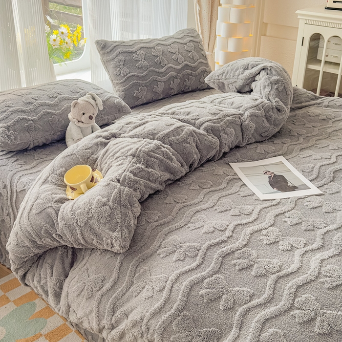 91家纺网 家纺一手货源 找家纺 老K (原美阁） 2025新款塔芙绒四件套单被套系列 灰色