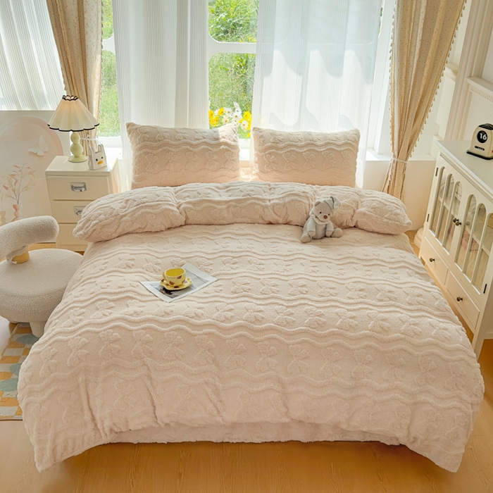 91家纺网 家纺一手货源 找家纺 老K (原美阁） 2025新款塔芙绒四件套单被套系列 奶咖