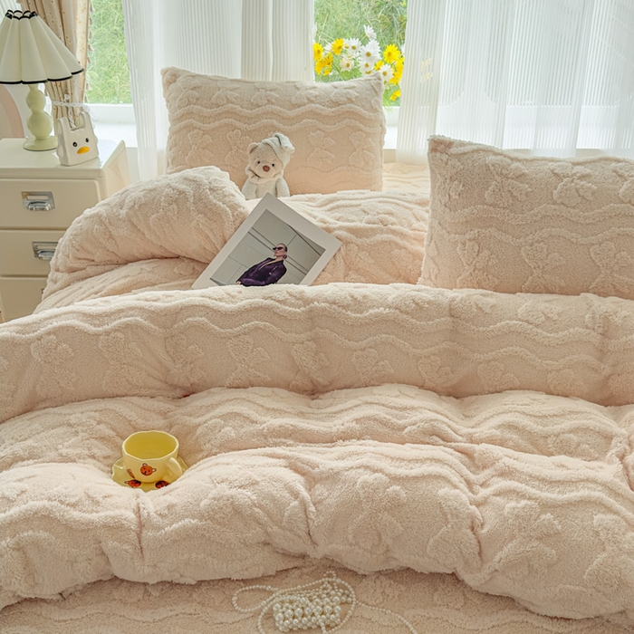 91家纺网 家纺一手货源 找家纺 老K (原美阁） 2025新款塔芙绒四件套单被套系列 奶咖