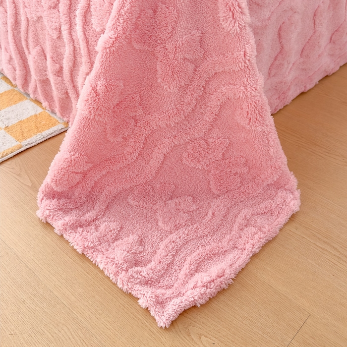 91家纺网 家纺一手货源 找家纺 老K (原美阁） 2025新款塔芙绒四件套单被套系列 粉色