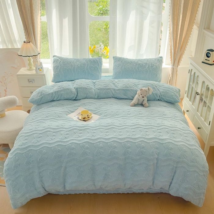 91家纺网 家纺一手货源 找家纺 老K (原美阁） 2025新款塔芙绒四件套单被套系列 蓝色