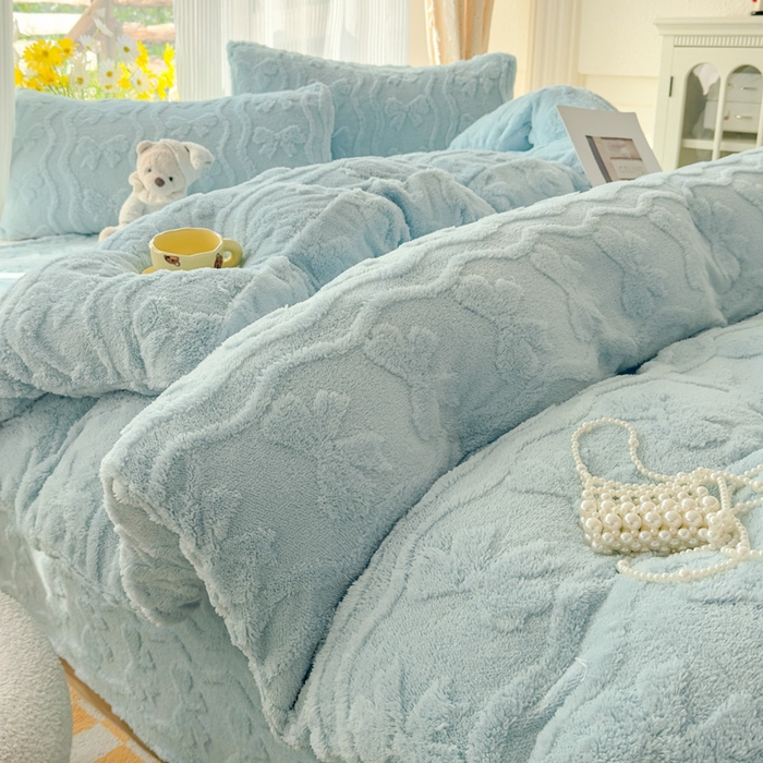 91家纺网 家纺一手货源 找家纺 老K (原美阁） 2025新款塔芙绒四件套单被套系列 蓝色