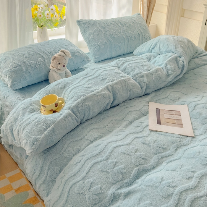 91家纺网 家纺一手货源 找家纺 老K (原美阁） 2025新款塔芙绒四件套单被套系列 蓝色