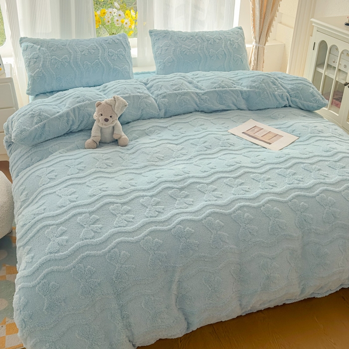 91家纺网 家纺一手货源 找家纺 老K (原美阁） 2025新款塔芙绒四件套单被套系列 蓝色