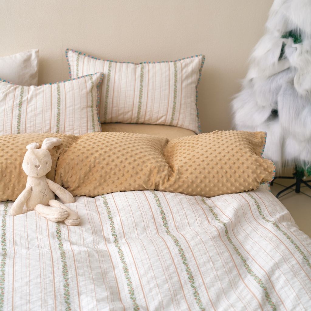 洋铭区（原狠狠爱） 2025秋冬新款水洗棉色织提花+豆豆绒四件套 摩卡花茶