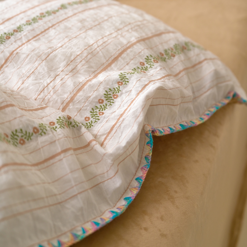 91家纺网 家纺一手货源 找家纺 洋铭区（原狠狠爱） 2025秋冬新款水洗棉色织提花+豆豆绒四件套 摩卡花茶