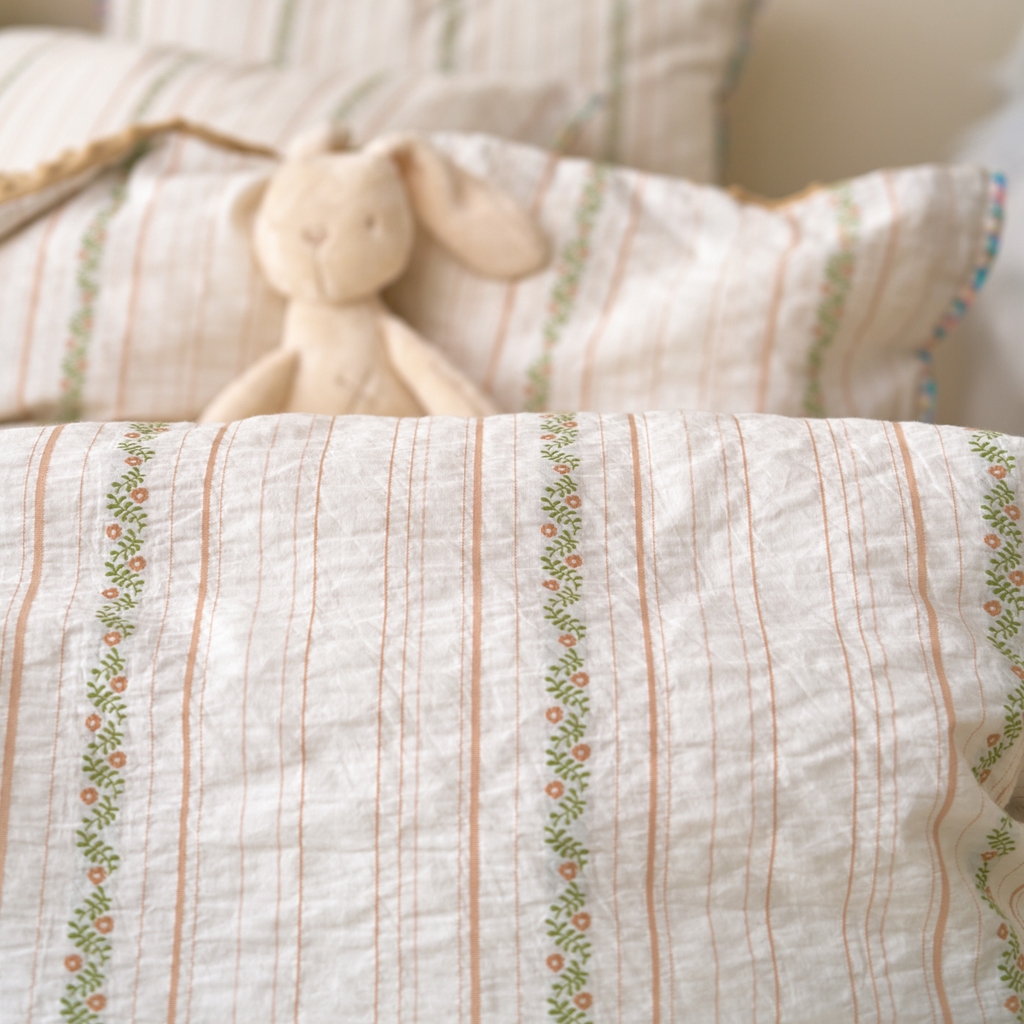 91家纺网 家纺一手货源 找家纺 洋铭区（原狠狠爱） 2025秋冬新款水洗棉色织提花+豆豆绒四件套 摩卡花茶