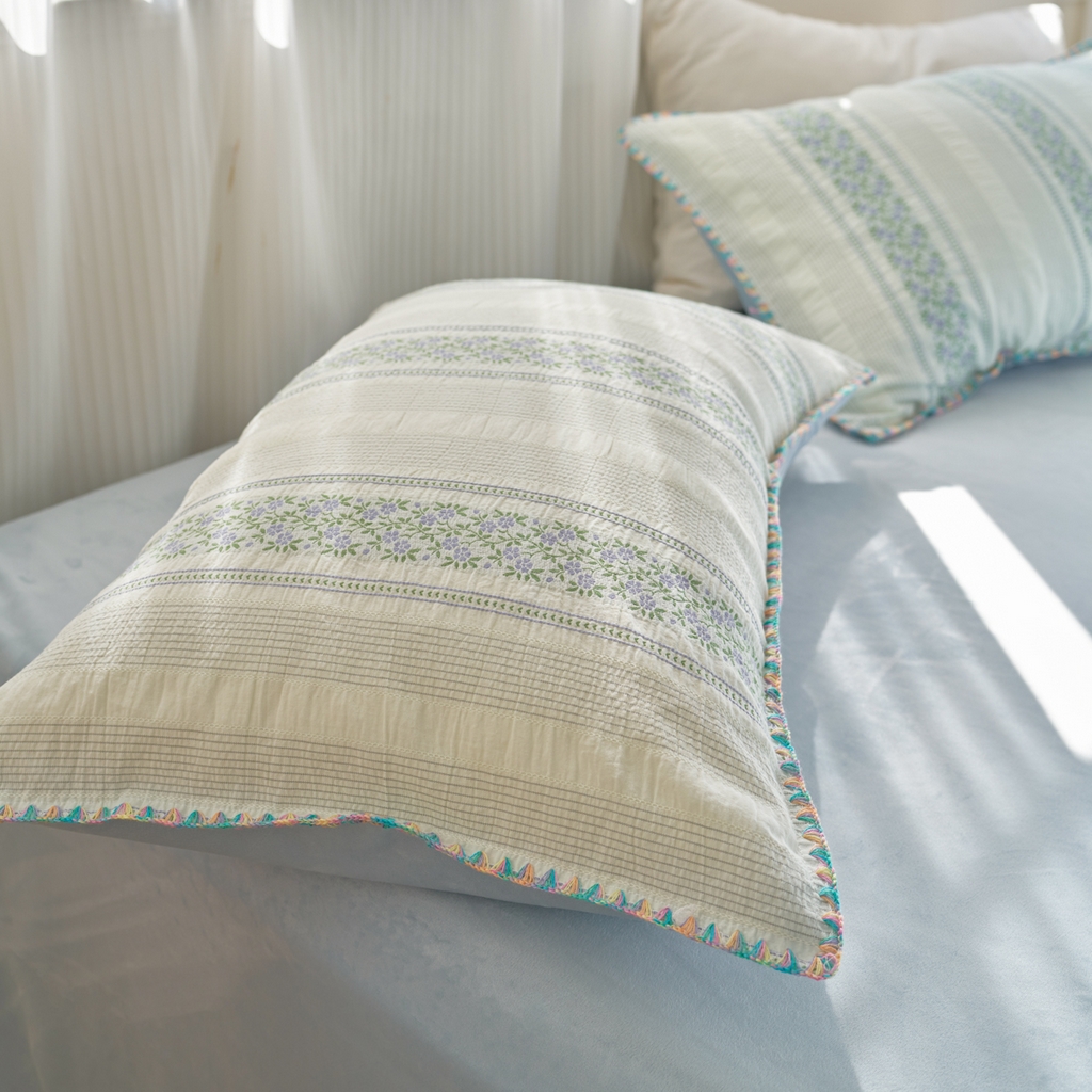 91家纺网 家纺一手货源 找家纺 洋铭区（原狠狠爱） 2025秋冬新款水洗棉色织提花+豆豆绒四件套 藤蔓-蓝绿