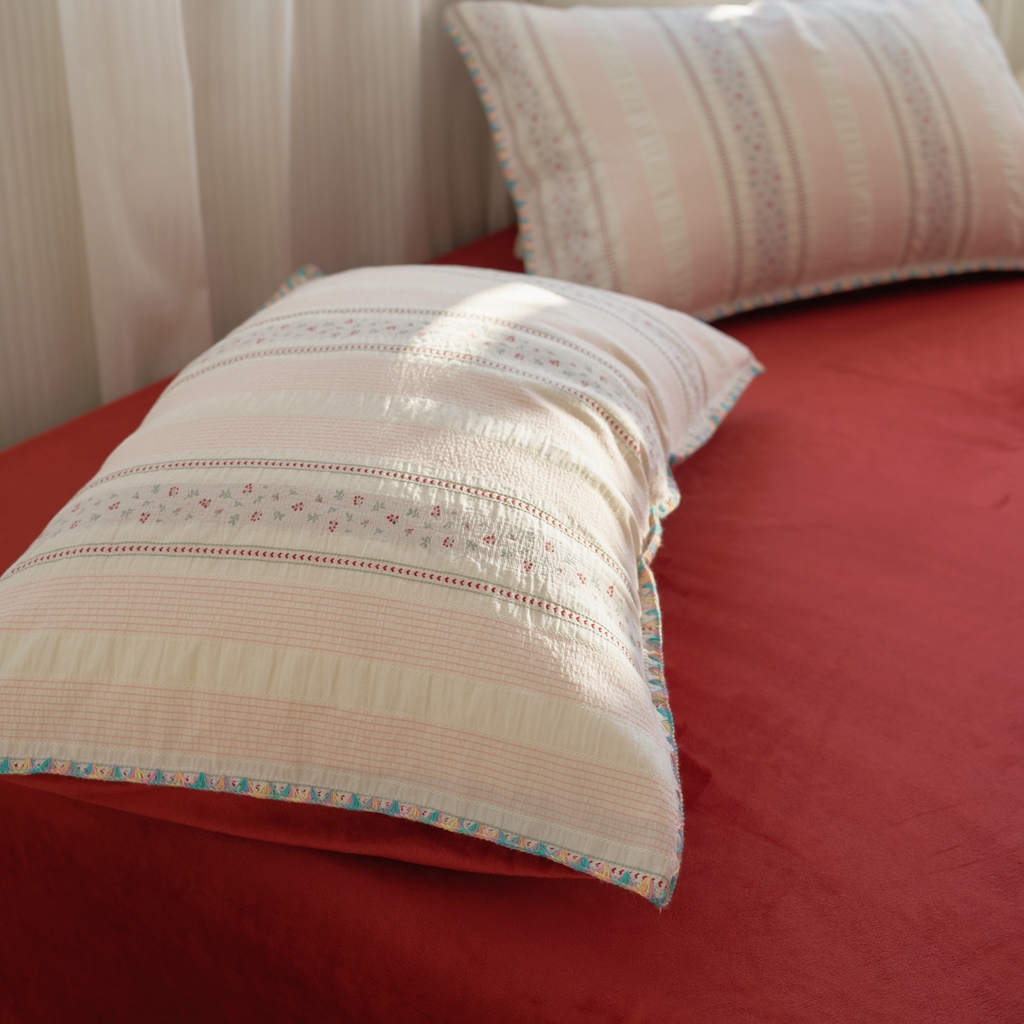 91家纺网 家纺一手货源 找家纺 洋铭区（原狠狠爱） 2025秋冬新款水洗棉色织提花+豆豆绒四件套 悠悠小花