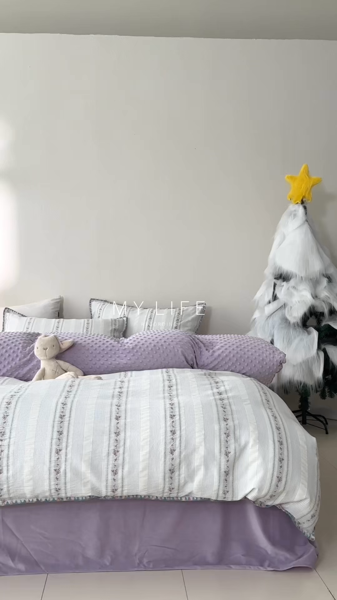 91家纺网 家纺一手货源 找家纺 洋铭区（原狠狠爱） 2025秋冬新款水洗棉色织提花+豆豆绒四件套 紫陌花