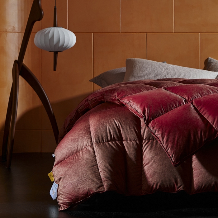 91家纺网 家纺一手货源 找家纺 暖羽屋羽绒馆  2025新款国标95白鸭绒被芯 婚庆羽绒被子 双人加厚喜被 2米结婚被子 繁星 红 B面