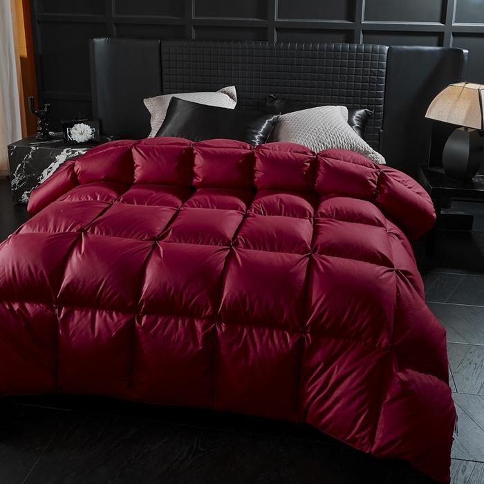 91家纺网 家纺一手货源 找家纺 暖羽屋羽绒馆  2025新款国标95白鸭绒被芯 婚庆羽绒被子 双人加厚喜被 2米结婚被子 怦然心动 红