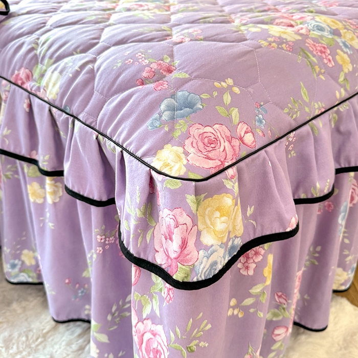 91家纺网 家纺一手货源 找家纺 优家居 2025新品水洗棉夹棉床裙单件三件套韩版水洗皱皱纱夹棉床盖床罩直播爆款 秘园絮语