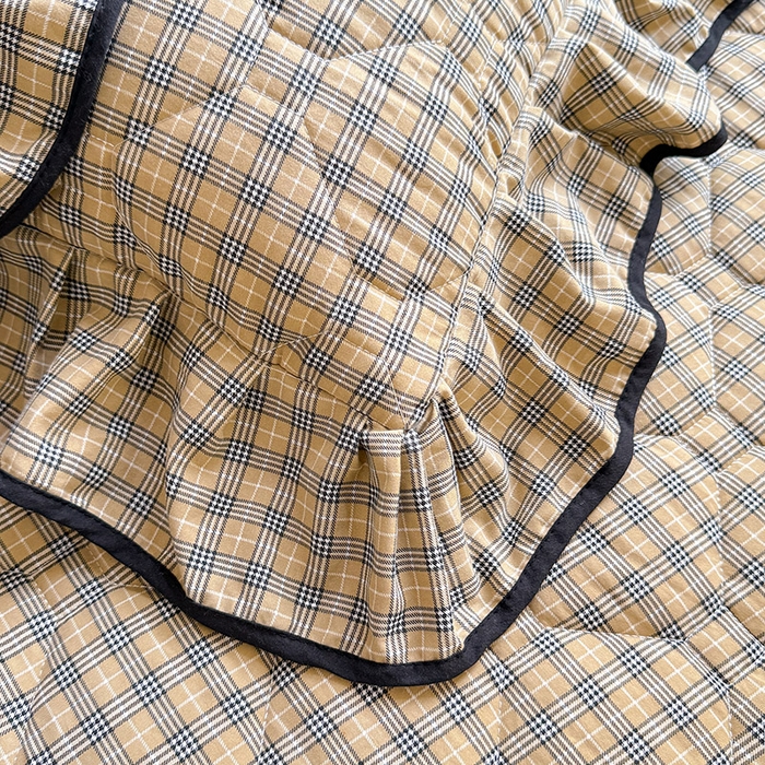 91家纺网 家纺一手货源 找家纺 优家居 2025新品水洗棉夹棉床裙单件三件套韩版水洗皱皱纱夹棉床盖床罩直播爆款 巴宝格-咖