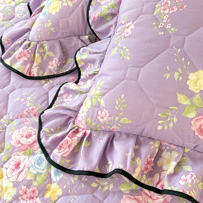 91家纺网 家纺一手货源 找家纺 优家居 2025新品水洗棉全夹棉床裙四件套韩版糯糯棉水洗皱皱纱床罩花边被套枕套直播爆款 秘园絮语